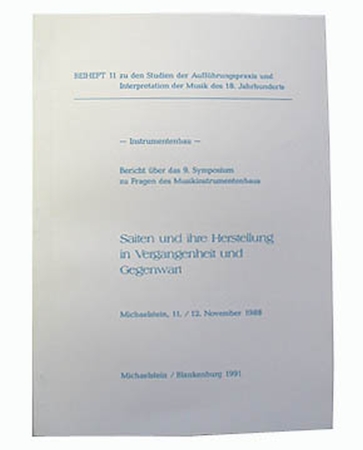 Book, Saiten und Ihre Herstellung in Vergangenheit und Gegenwart, Michaelstein/Blankenburg 1991