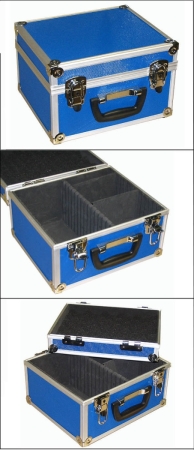 Suit-case from blue aluminum 285 x 180 x 250 mm
